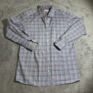 ETON Contemporary Blue Orange Yellow Checked Current Button Front Size 17/43